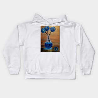 abstract Blue flowers in a glass Vase Kids Hoodie